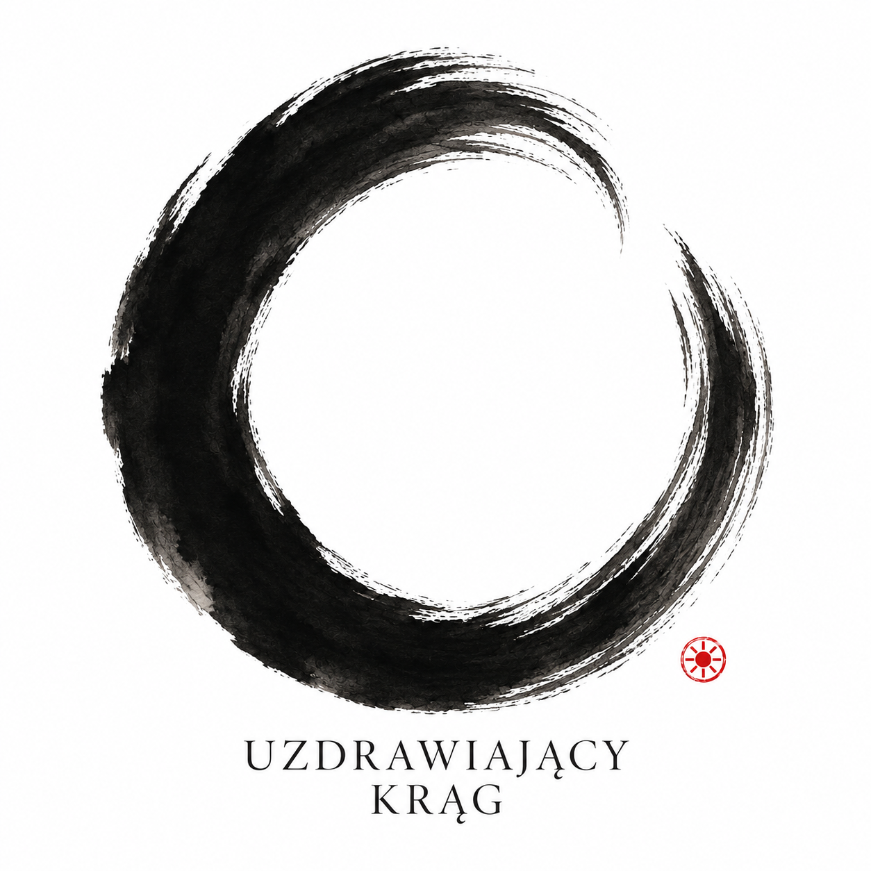 Uzdrawiający Krąg — ensō z czerwoną pieczęcią